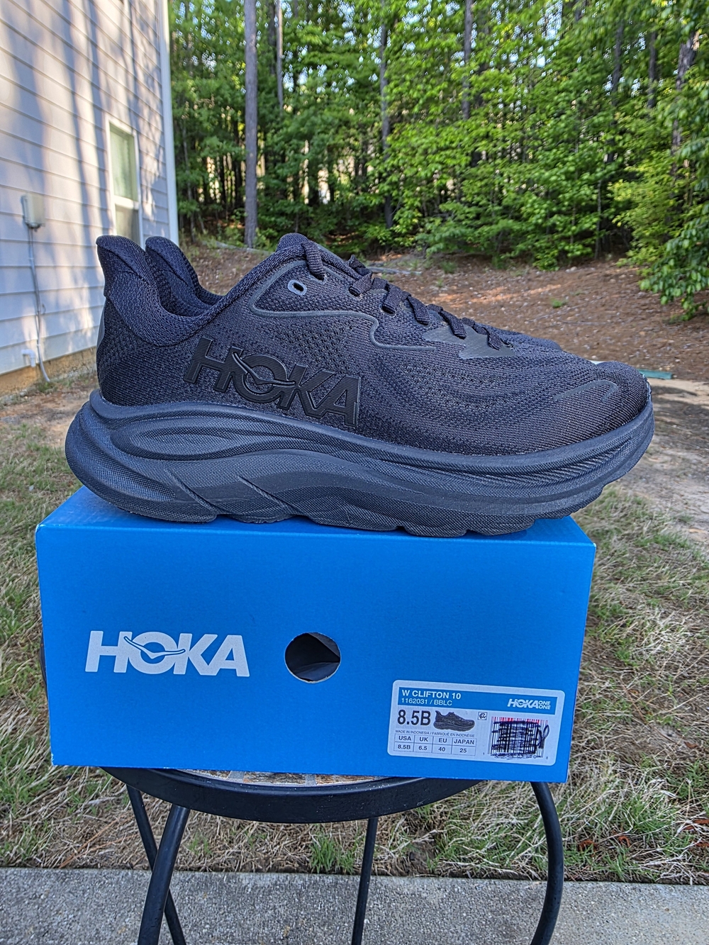 Hoka Clifton 10 1162031 BBLC Black Running Shoes Women Sz 8.5 B Worn 1x With Box
